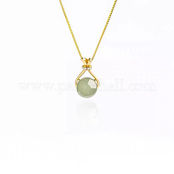 Lucky Bag Brass with Glass Imitation Jade Pendant Necklaces for Women&nbsp;FS-WG73FC0-01
