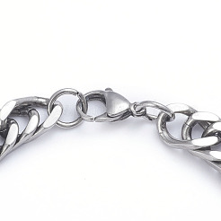 Tarnish Resistant Men's 304 Stainless Steel Diamond Cut Cuban Link Chain Bracelets&nbsp;BJEW-L673-002B-P