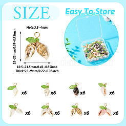 48Pcs 8 Styles Natural Shell Copper Wire Wrapped Shell Shaped Pendants&nbsp;PALLOY-TA00260