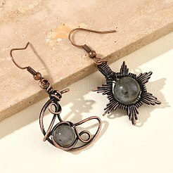 Natural & Synthetic Gemstone Dangle Earrings&nbsp;G-H359-07R