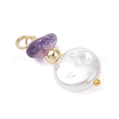Flat Round ABS Plastic Imitation Pearl Pendants&nbsp;PALLOY-JF05020