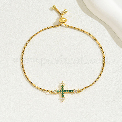 Fashionable European and American Style Brass Cubic Zirconia Cross Slider Bracelets&nbsp;FS4341-2