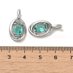 Brass Micro Pave Dark Cyan Cubic Zirconia Pendants&nbsp;KK-H461-02P