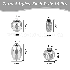 40Pcs 4 Style 201 Stainless Steel Beads&nbsp;STAS-UN0045-25