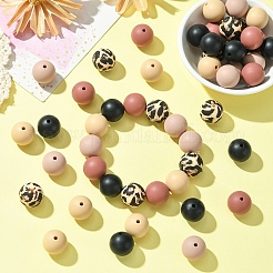 50Pcs 5 Styles Round Silicone Focal Beads&nbsp;SIL-YW0001-34A