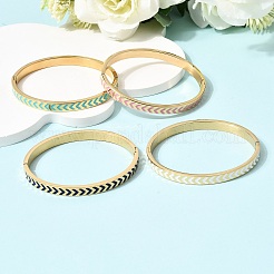 304 Stainless Steel Enamel Hinged Bangles&nbsp;BJEW-D408-35G