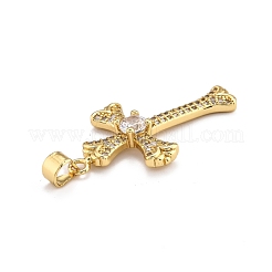 Brass Micro Pave Clear Cubic Zirconia Pendants&nbsp;ZIRC-J025-45G