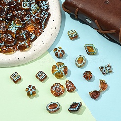 100Pcs 10 Styles Painted Transparent Acrylic Beads&nbsp;OACR-YW0003-66