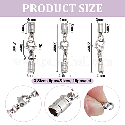 18Pcs 3 Styles Stainless Steel Lobster Claw Clasps&nbsp;STAS-PH0006-85A