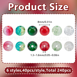 240Pcs 6 Colors Spray Printed Crackle Glass Beads&nbsp;CCG-HY0001-02A