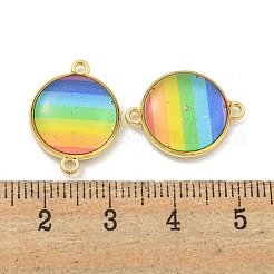 Rack Plating Brass Pave Rainbow Color Resin Connector Charms&nbsp;KK-M290-03C-G