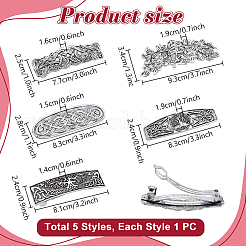 5Pcs 5 Styles Alloy Clip Hair Barrettes&nbsp;PHAR-PH0001-17