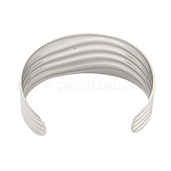 Non-Tarnish 304 Stainless Steel Wavy Open Cuff Bangles for Women&nbsp;BJEW-Q344-02P