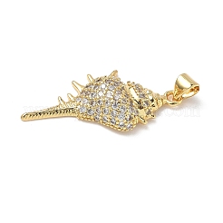 Brass Micro Pave Cubic Zirconia Pendants&nbsp;KK-P330-01C-G