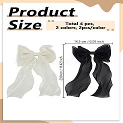 4Pcs 2 Colors Cloth Long Bowknot Hair Barrettes&nbsp;OHAR-LP0001-29A