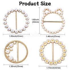 4Pcs 4 Styles Plastic Pearl Scarf Buckle Ring&nbsp;AJEW-CJ0001-49