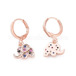 Brass Micro Pave Cubic Zirconia Dangle Hoop Earrings &nbsp;EJEW-F233-03RG