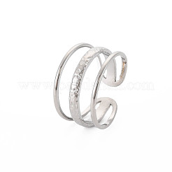 Non-Tarnish 304 Stainless Steel Triple Line Open Cuff Ring for Women&nbsp;RJEW-S405-171P