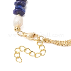 Natural Lapis Lazuli Chip Beads Link Bracelets&nbsp;BJEW-JB12884-02