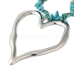 Boho Dyed Synthetic Turquoise Chip & Plastic Pearl Multi Layered Necklaces&nbsp;LS-NJEW-U006-04B-P