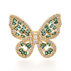 Adjustable Brass Micro Pave Cubic Zirconia Finger Rings for Women&nbsp;KK-T074-04G