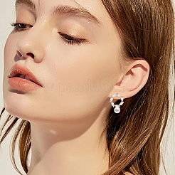 8Pcs 2 Colors Donut Shape Brass Cubic Zirconia Stud Earring Findings&nbsp;AJEW-GO0001-47