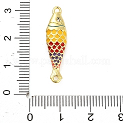 Brass Enamel Fish Connector Charms&nbsp;KK-H527-11G-01