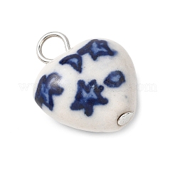Hand Painted Star & Moon Heart Porcelain Pendants&nbsp;PALLOY-JF04681