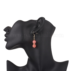 Natural Rhodochrosite Dangle Earrings&nbsp;EJEW-JE06631-03