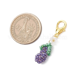 3D Eggplant Glass Seed Beaded Pendant Decorations&nbsp;HJEW-MZ00370-03