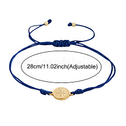 Vintage Metal Religion Saint Benedict Medal Link Adjustable Braided Nylon Cord Bracelets&nbsp;HF0966-3