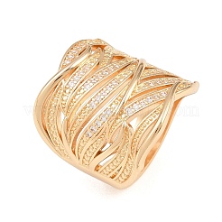 Brass Micro Pave Cubic Zirconia Finger Rings for Women&nbsp;CU-CBAA973-01G