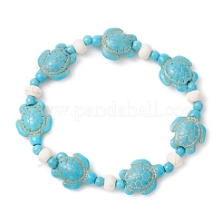 Synthetic Turquoise & Natural Freshwater Shell Beads Stretch Bracelets for Women&nbsp;BJEW-JB12017-02