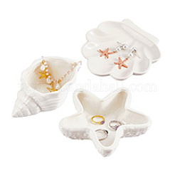 3Pcs 3 Styles Starfish Shell Shaped Porcelain Jewelry Plate&nbsp;AJEW-PH0007-35