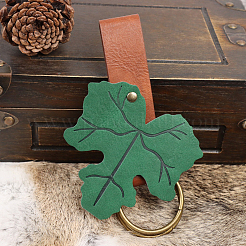 2Pcs Leaf Shape PU Leather Medieval Belt Pendant. with Alloy Ring&nbsp;AJEW-CL0001-85