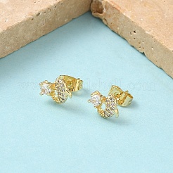 Brass Micro Pave Clear Cubic Zirconia Stud Earrings&nbsp;EJEW-Z144-26G