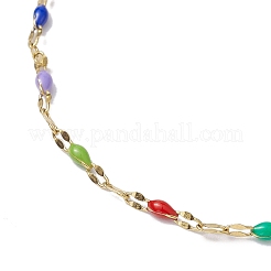 304 Stainless Steel Enamel Link Chains Anklets&nbsp;AJEW-AN00588-01