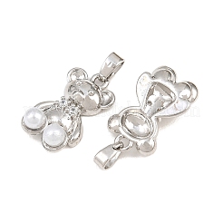 Brass Micro Pave Clear Cubic Zirconia Pendants&nbsp;CU-CBAA571-19P
