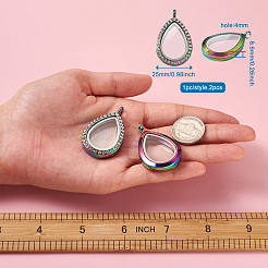 2Pcs 2 Style Alloy Magnetic Locket Pendants&nbsp;PALLOY-TA0002-35M