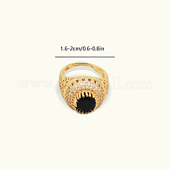 Brass Micro Pave Cubic Zirconia Open Cuff Rings for Women&nbsp;XU4500-1