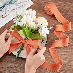 10M Polyester Frayed Ribbon&nbsp;OCOR-WH0094-01C