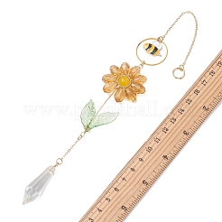 Alloy Enamel Bee & Glass Flower Crystal Suncatcher&nbsp;HJEW-TA00475-03