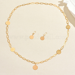 Vintage Iron Coin Pendant Necklace & Earring Set for Women Party and Formal Wear&nbsp;DS6175
