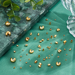 240Pcs 12 Styles Brass & Iron Crimp Beads&nbsp;FIND-LP0001-05