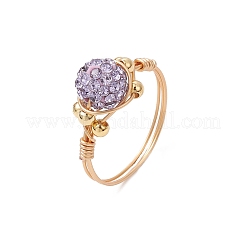 Handmade Polymer Clay Rhinestone Finger Rings for Women&nbsp;RJEW-JR00918