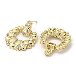 Double Horn Rack Plating Brass Micro Pave Cubic Zirconia Dangle Stud Earrings&nbsp;EJEW-F331-23G