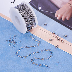 304 Stainless Steel Paperclip Chains Bracelet Necklace DIY Making Kit&nbsp;DIY-TA0009-67