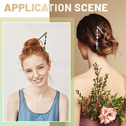 2Pcs 2 Colors Alloy & Glass Hair Sticks&nbsp;OHAR-CA00001