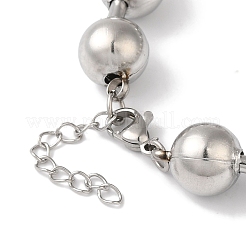 Non-Tarnish 304 Stainless Steel Beads Ball Chain Bracelets for Women&nbsp;BJEW-B092-01C-P
