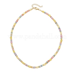 Round Natural Lemon Jade & Dyed Natural White Jade Heishi Beaded Necklaces for Women&nbsp;NJEW-JN06001